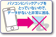 パソコンにバックアップをとっていないので、データがないと非常に困る。